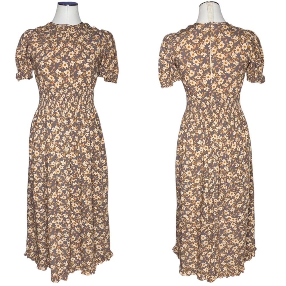Bohme Gray Floral Midi Dress size XS
